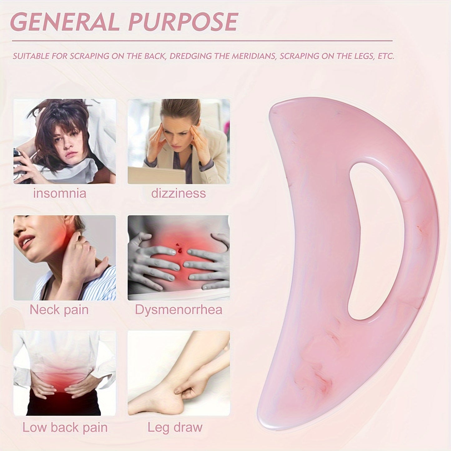 Gua Sha Massage Tool with Handle - Large Resin Scraping Tool for Back, Neck, Face, and Leg Massage