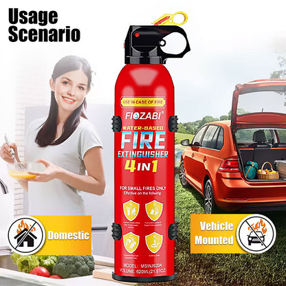 Portable Fire Extinguisher Spray 4-in-1 – 0.5-A:21-B:C:5K Water-Based, 620ml/21.87OZ with Bracket for House, Car, Kitchen, Garage – Available in 1/2/4 Pack