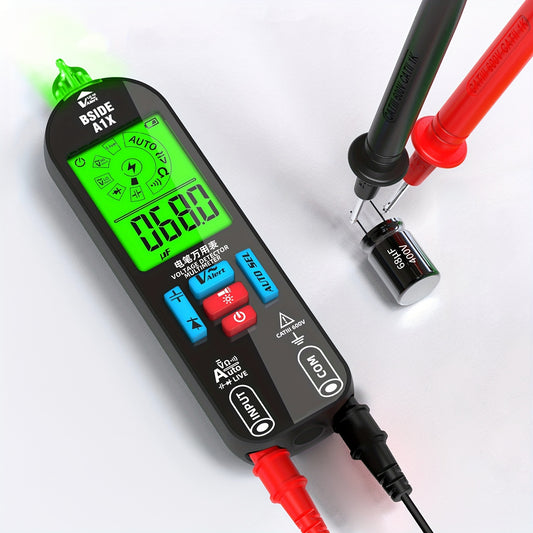 A1X Fully Automatic Anti-Burn Digital Multimeter – Rechargeable Electrical Voltmeter & Ohm Meter Tester, Non-Contact Measurement for DC/AC Voltage, Current, Resistance, Continuity and Temperature