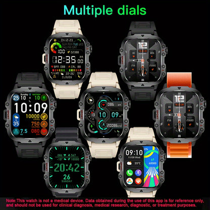 Rugged Smart Watch for Men - Wireless Call, IP68 Waterproof, AI Voice, 100+ Sports Modes, Fitness and Outdoor Smartwatch