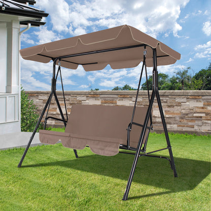 COVERONICS 3-Seat Outdoor Porch Swing – Patio Swing Chair with Adjustable Canopy, Durable Metal Frame, and Removable Cushions – Ideal for Backyard, Terrace, Lawn