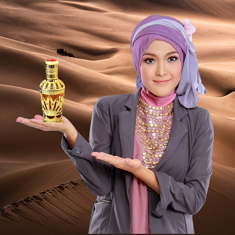 Luxurious Golden-Tone Dubai Perfume for Her - 3.04oz with Musk and Woody Notes, Long-Lasting Fragrance, Ideal Gift