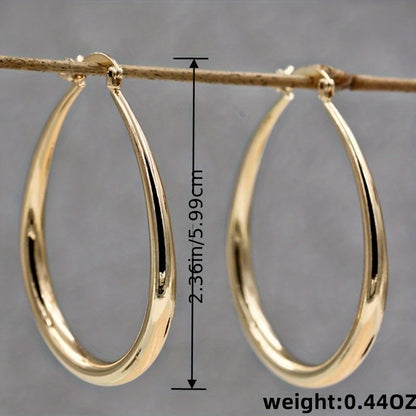 Simple Golden Color Hoop Earrings - Elegant Jewelry Gift for Women