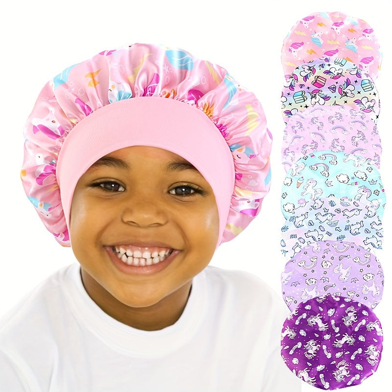 Unicorn Cartoon Children's Colorful Sleeping Hat - Baby Hair Protection Hat