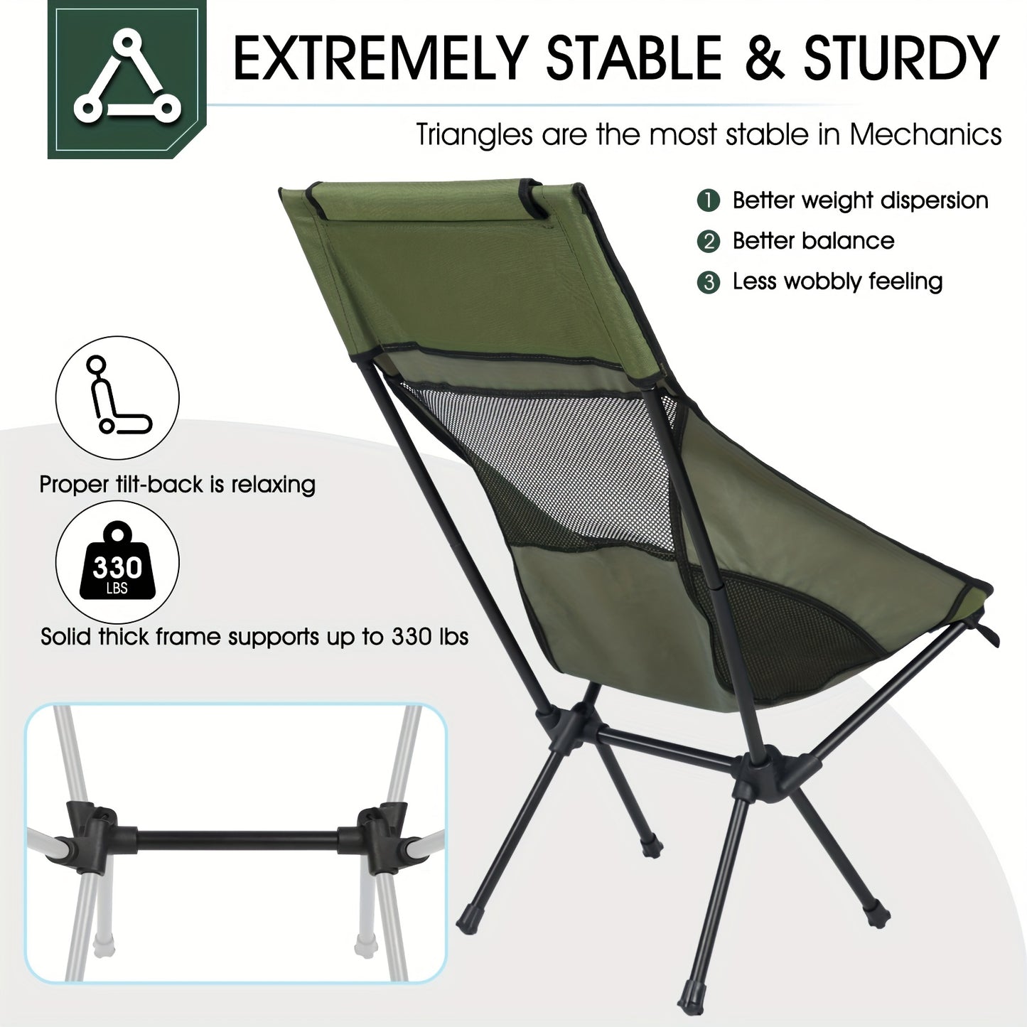 Portable Folding Camping Chair – Lightweight and Collapsible High Back Chair for Outdoor Hiking, Fishing, and Picnic