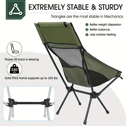 Portable Folding Camping Chair – Lightweight and Collapsible High Back Chair for Outdoor Hiking, Fishing, and Picnic