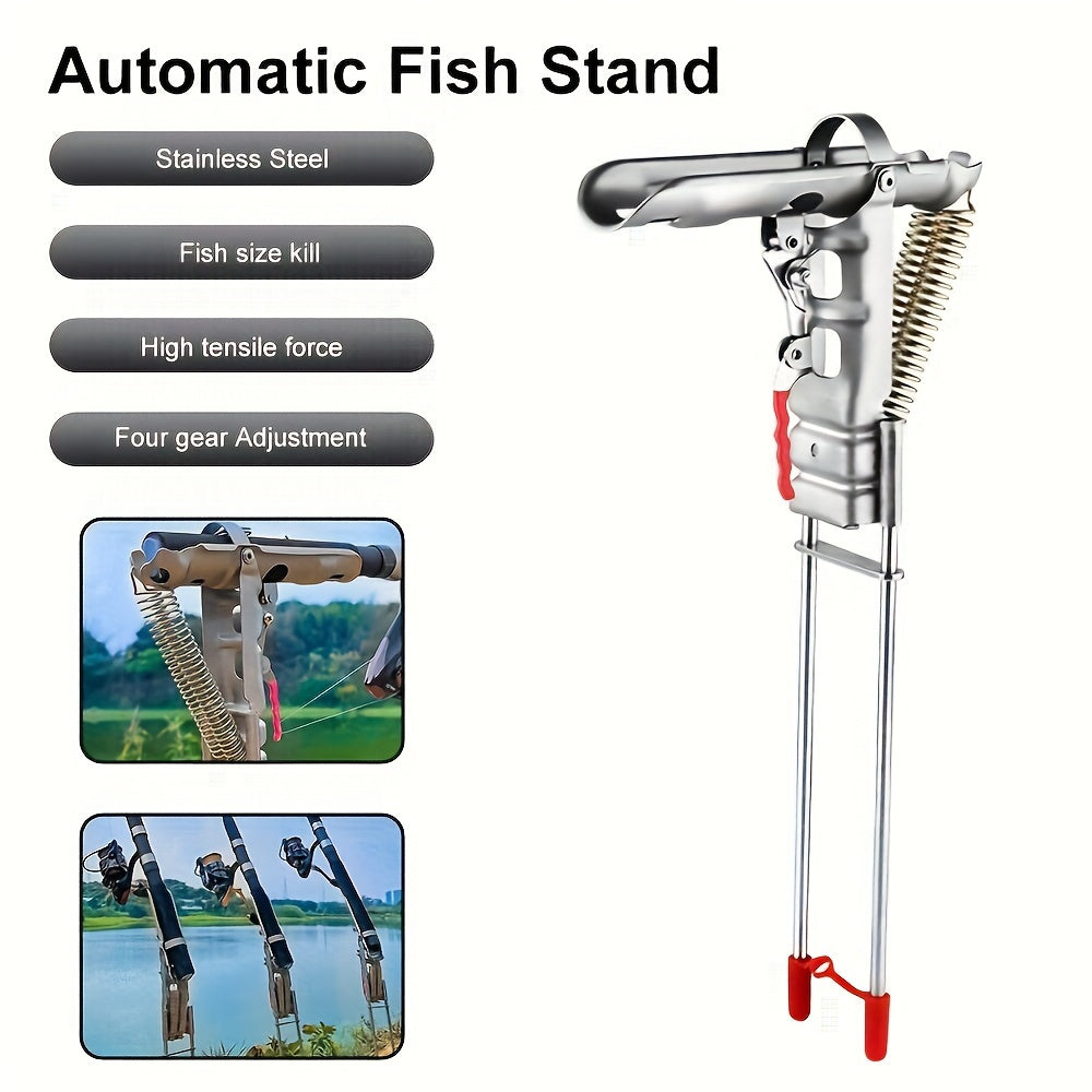 Auto-Deploy Fishing Rod Holder - Dual Spring, High Sensitivity, Hands-Free Design - Durable Stainless Steel for Anglers of All Levels