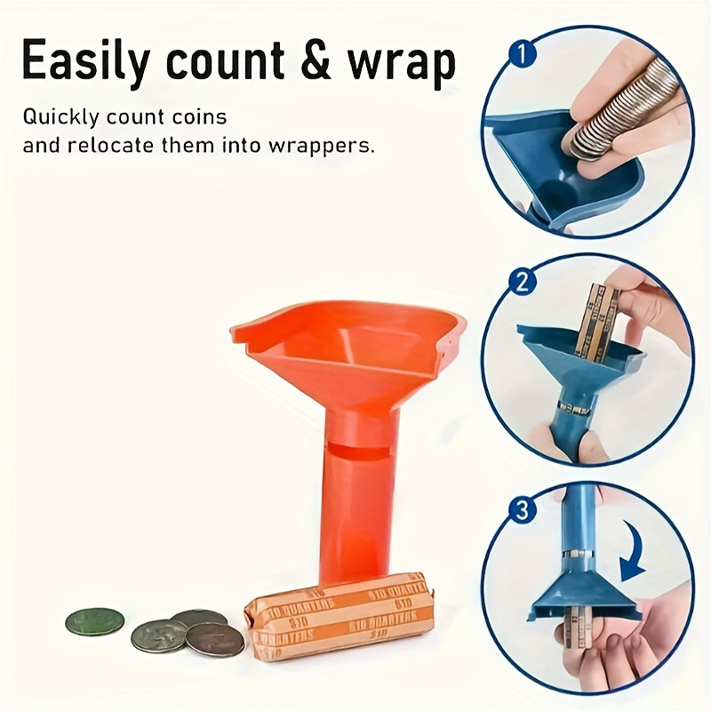 4pcs Coin Counter and Coin Sorter Set with 100 Coin Packaging Papers - Coin Storage, Sorting, and Packaging Solution