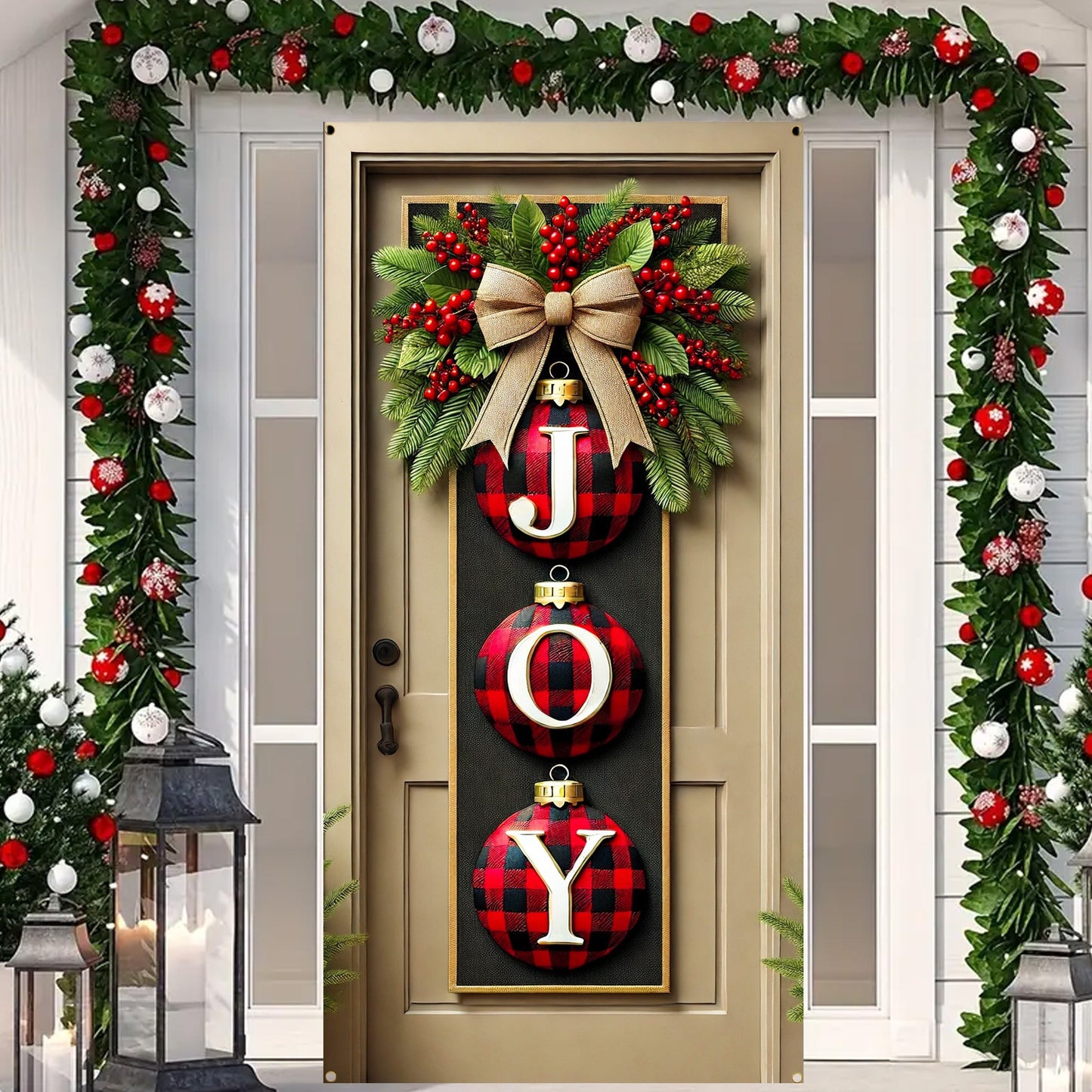 Christmas Joy Banner - Polyester 'JOY' Flag for Entryway, Holiday Wall Hanging Decor, 70x35 inches, No Electricity Required, Pack of 1