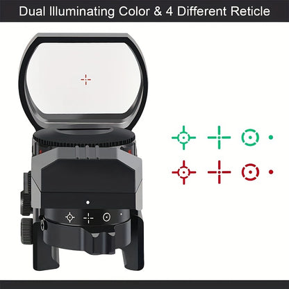 4 Style Adjustable Reflex Sight - Dual Color Red/Green Reticle, Parallax-Free, Wide Field of View, Durable for Rifles and Shotguns