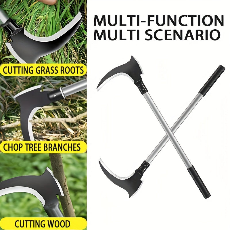 21.7-Inch Double-Sided Blade Cutting Sickle - High Manganese Steel, Dual-Use for Agriculture, Horticulture, and Outdoor Activities, Ideal for Weeding and Cutting Firewood