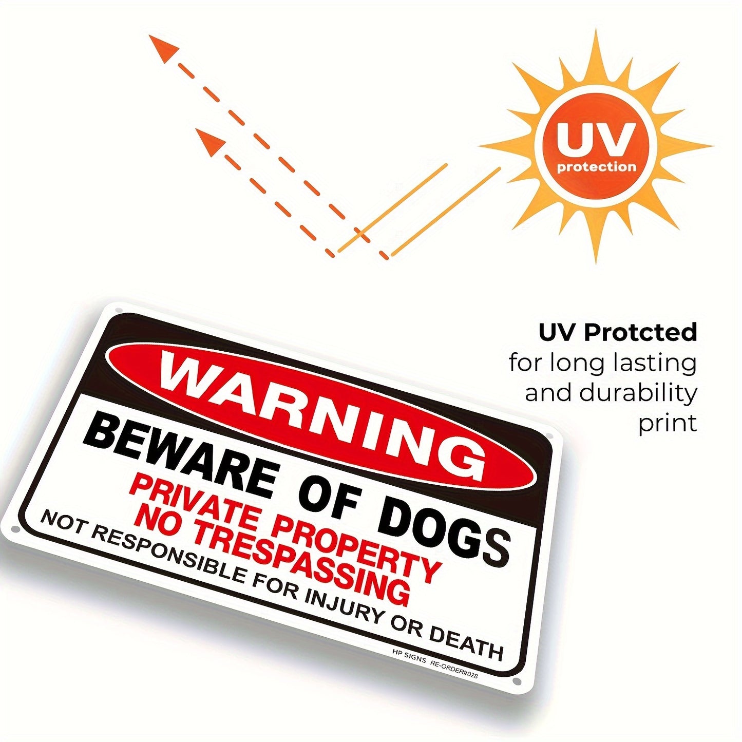 2 Pack Beware of Dog Signs - 10x7" Aluminum Warning Signs with High Reflective Film for Private Property & Driveways - Not Responsible for Injury or Death Alert