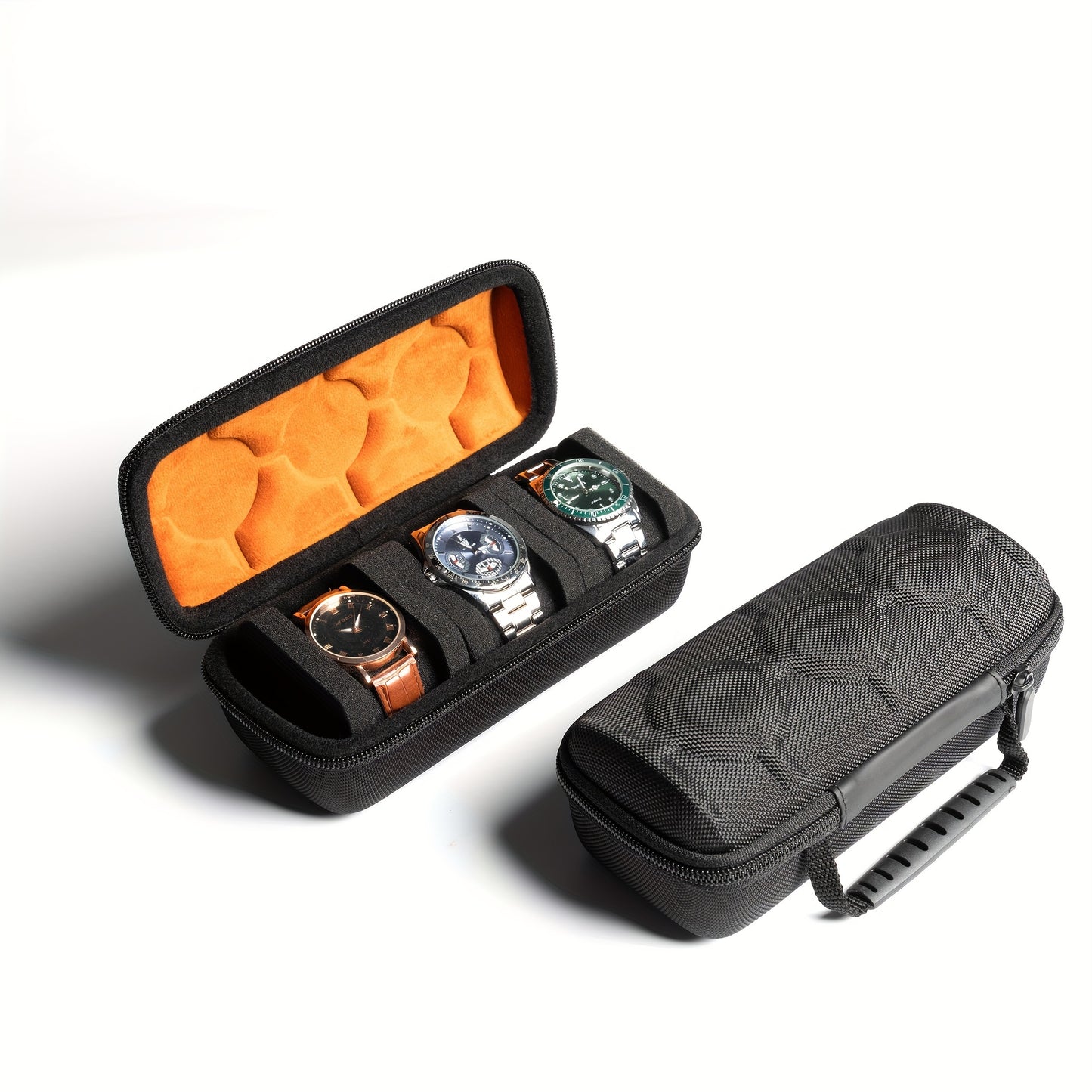 Compact 3-Slot Watch Travel Case with Soft Lining and Hard Shell - Ideal Gift-Ready Watch Carry Box