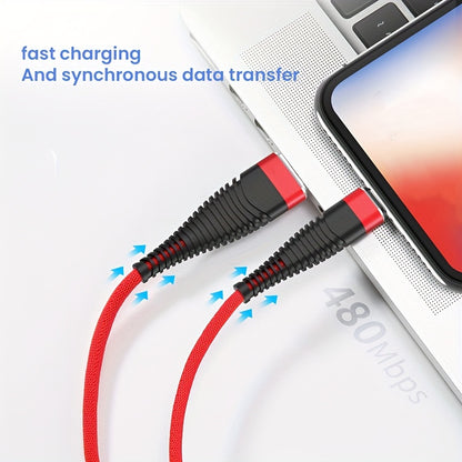 18W Fast Charging USB Cable for iPhone 14/13/12/11/Pro Max/XS/X/XR/8/7/6/6s/SE and iPad - Long Data Cord