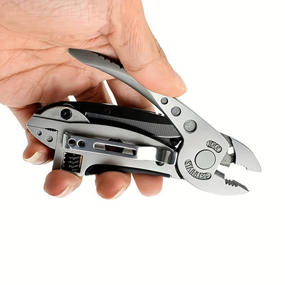 Stainless Steel Multi-Purpose Pocket Pliers - Adjustable Folding Tool with S2 Batch Head, Lightweight Outdoor Multi-Tool Kit