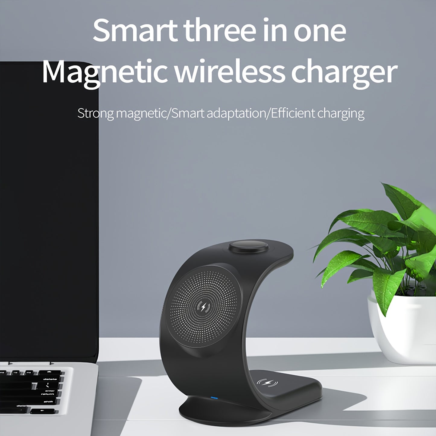 Triple Mode Magnetic Wireless Charger Stand - 3 in 1 Fast Charging for iPhone 16/15/14/13/12, iWatch SE/8/7/6/5/4/3/2, and AirPods, Compact and Safe Charging Solution