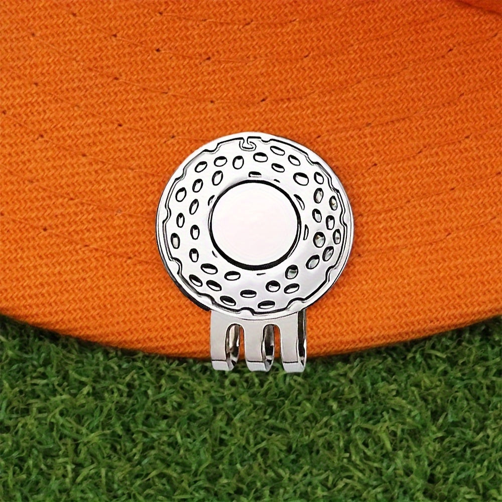 4pcs Magnetic Golf Hat Clips with 25mm Silvery Ball Markers – Easy Retrieval and Convenient Accessory for Golfers