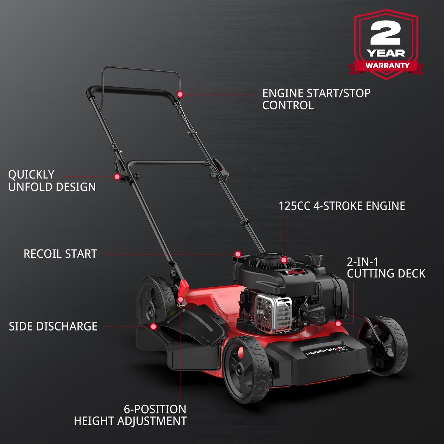 13.5 Amp PowerSmart Pro - 17 Inch Corded Electric Walk-Behind Lawn Mower, Efficient Yard Trimming and Edging with Easy Push Button Start