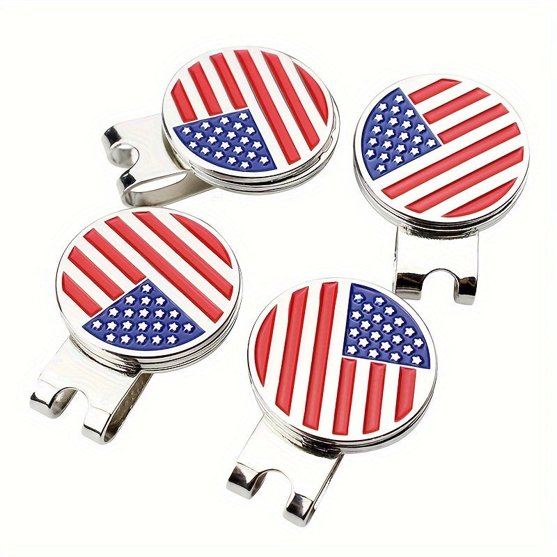 KOFULL National Flag Hat Clips 4-Pack - Strong Magnetic Golf Ball Markers with Stylish Clips for Personalized Golfing, Convenient and Reliable Accessories