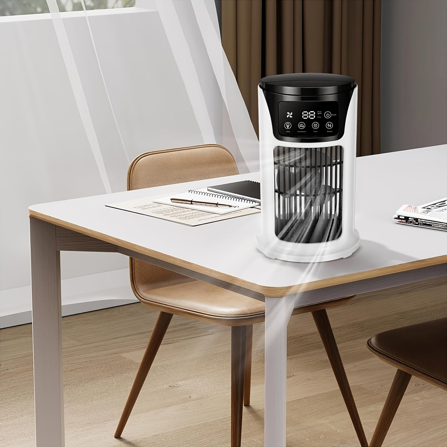 3-in-1 Portable Air Conditioner, Humidifier, Fan with Atmosphere Light – USB Powered, Ideal for Office and Home Use