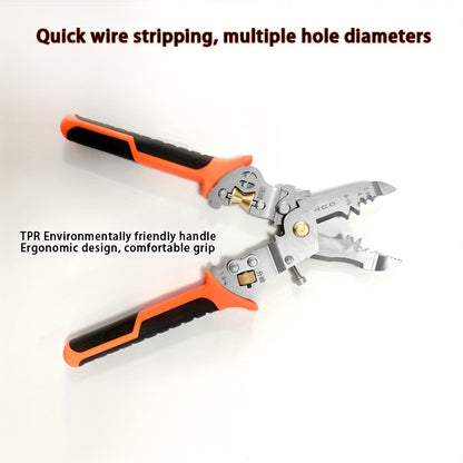 Professional Electrician's Multi-Purpose Wire Stripper - Durable High Carbon Steel, Cable and Wire Cutting Tool for Electrical Work