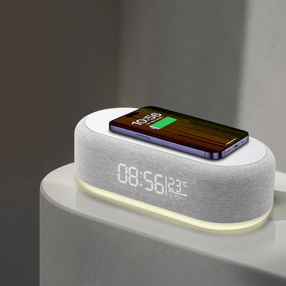 15W Wireless Charging Station with Digital Alarm Clock and Temperature Display – Night Light Dock for iPhone 15/14/13/12/11/X/SE/8 Series