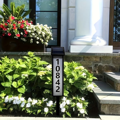 Solar-Powered LED Column Sign Light - Switchable White/Warm House Number Lighting, Automatic Night Activation, IP44 Waterproof - Ideal for Homes, Businesses and Address Signage, No Wiring Required