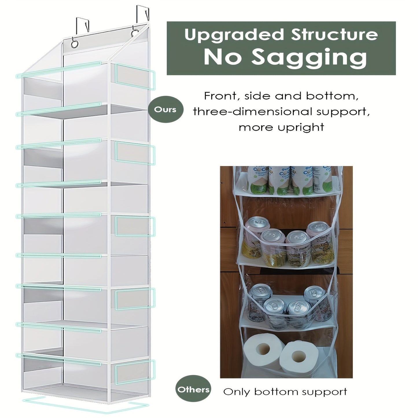 Over-The-Door Organizer with 5 Large Pockets – 44 lbs Capacity Hanging Storage with Clear Window for Bedroom, Home, Halloween, and Christmas Gifts