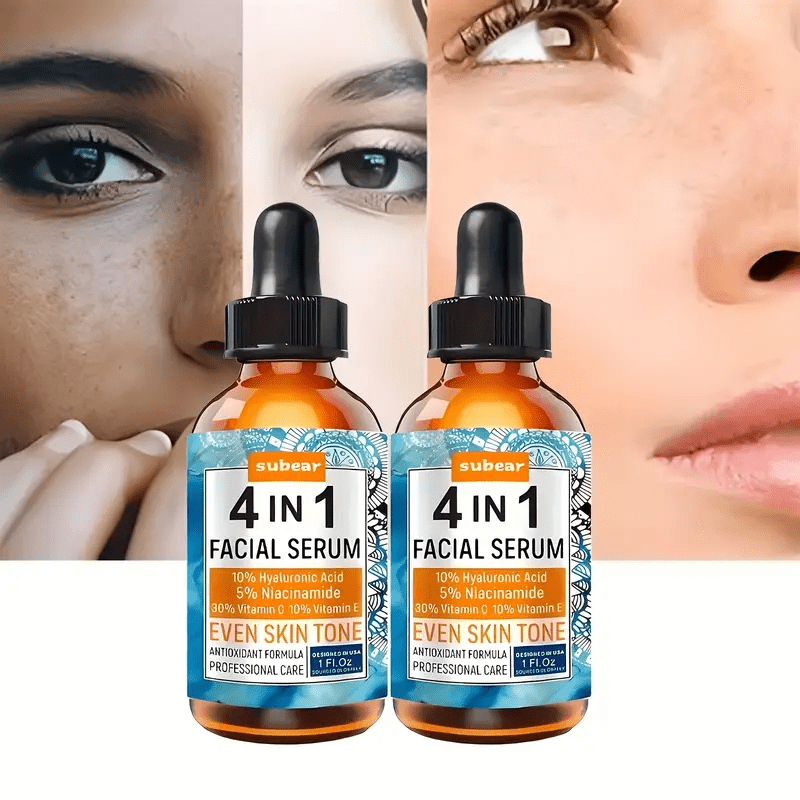 2PCS 4-In-1 Facial Serum - Hydrates, Firms, Reduces Fine Lines and Wrinkles with Hyaluronic Acid and Vitamin C, 30ml/1oz