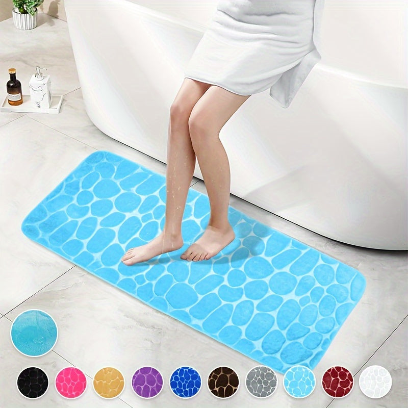 Cobblestone Pattern Bath Rug – Soft Non-Slip Quick Dry Mat, Water Absorbent Shower Carpet for Home, Bathroom, Kitchen, Laundry, Bedroom, and Indoor Use