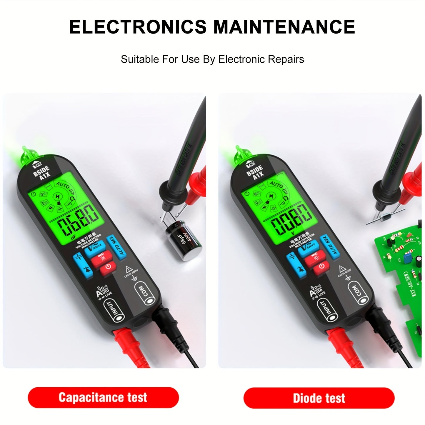 A1X Fully Automatic Anti-Burn Digital Multimeter – Rechargeable Electrical Voltmeter & Ohm Meter Tester, Non-Contact Measurement for DC/AC Voltage, Current, Resistance, Continuity and Temperature