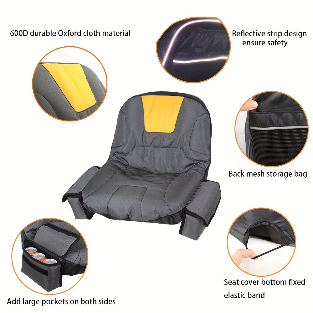 Heavy-Duty 600D Oxford Fabric Lawn Mower Seat Cover – Easy Install, Ideal for Riding Tractors and Outdoor Use