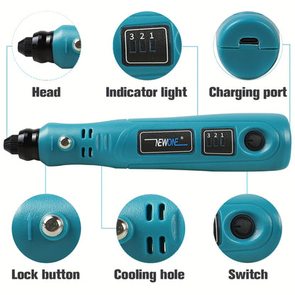 42-Piece 3.6V Mini Cordless Rotary Tool Kit – USB Charging, 3-Speed, Multi-Purpose for Sanding, Polishing, Drilling, Etching, Engraving and DIY Crafts