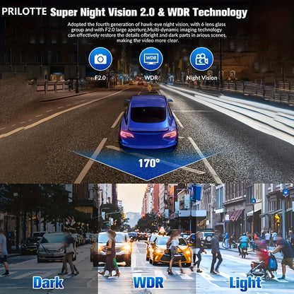 4K Full UHD Dash Camera for Cars: Front & Rear, Includes Free 32GB SD Card, Night Vision, 24-Hour Parking Mode, WDR, G-Sensor, Motion Detection