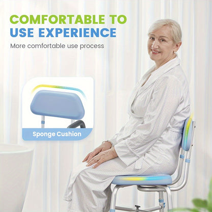 OasisSpace Heavy-Duty Shower Chair with Back – 500lbs Capacity, Padded, Anti-Slip, Tool-Free for Elderly, Senior, and Disabled