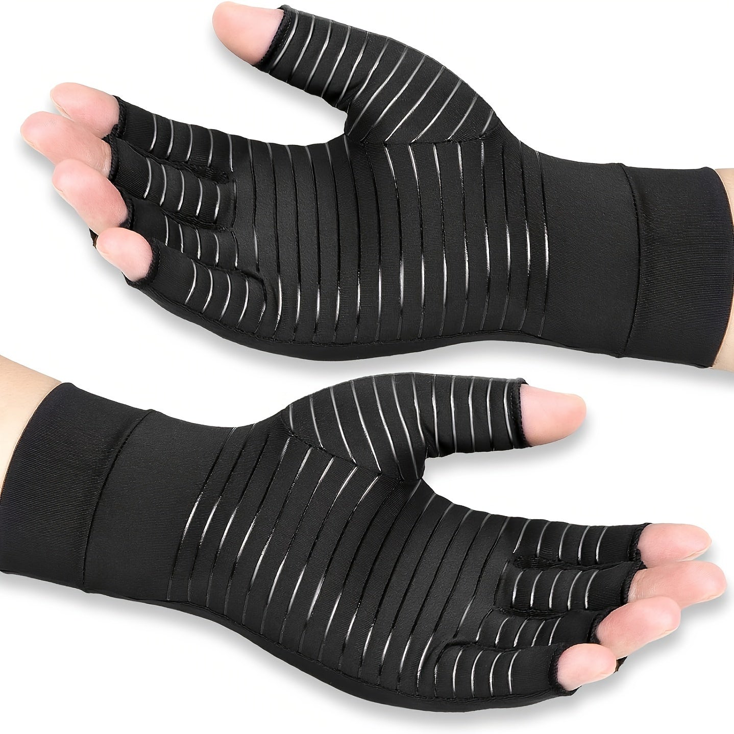 2 Pairs Compression Gloves – Half Finger Gloves for Women and Men, Pain Relief and Support