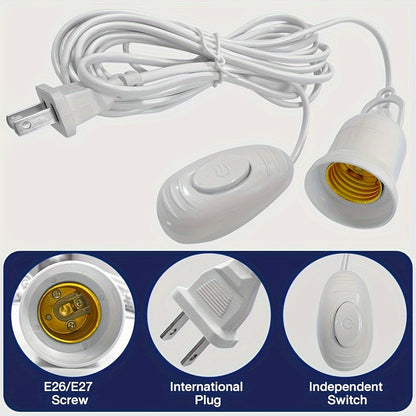 Pendant Light Socket Kit – 1pc/2pcs Keso Hanging Lamp Socket for E26/E27 Bulbs, 13.12ft Cord with On/Off Switch, White (Bulb Not Included)