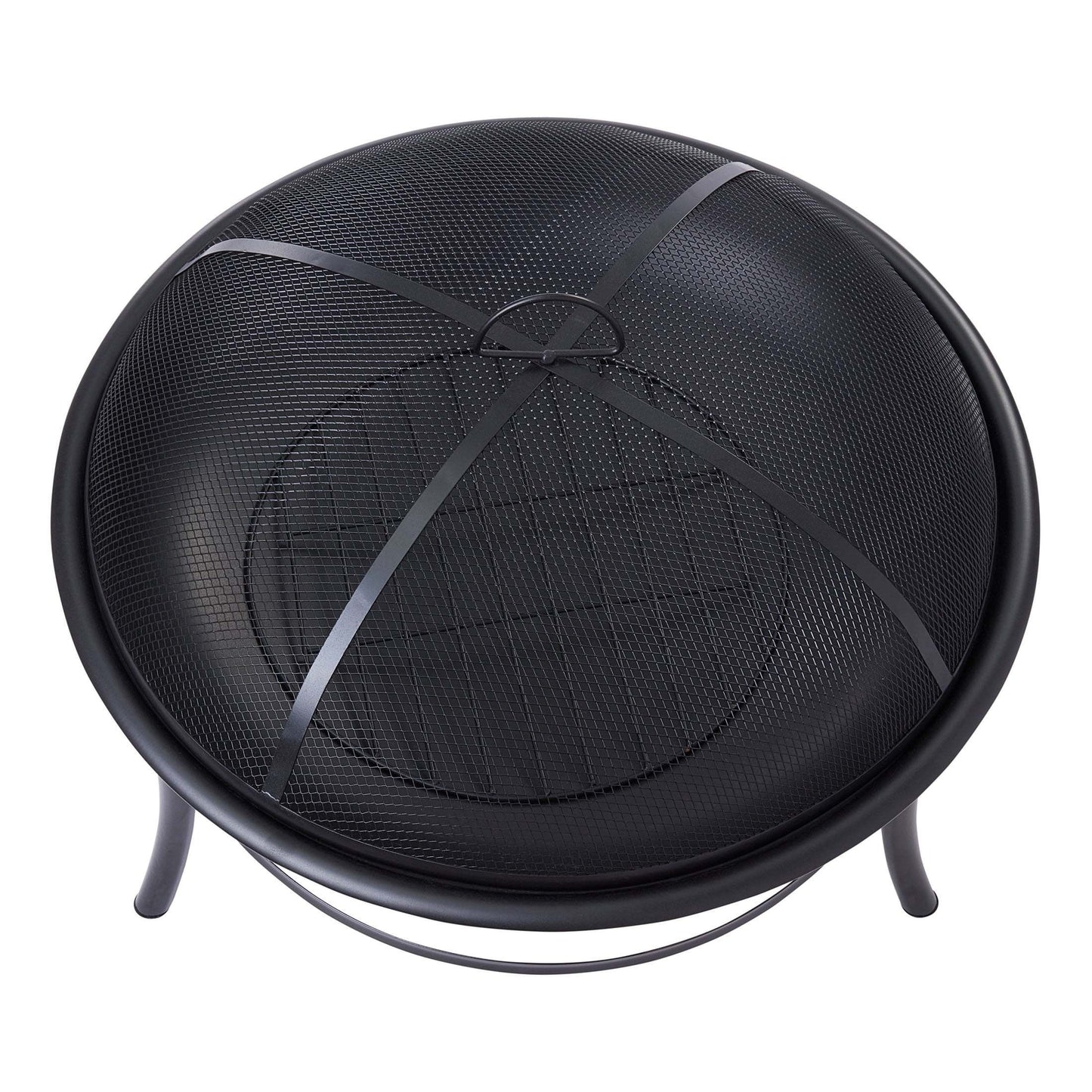 26" Round Black Iron Outdoor Wood Burning Fire Pit - Durable and Stylish Backyard Heating