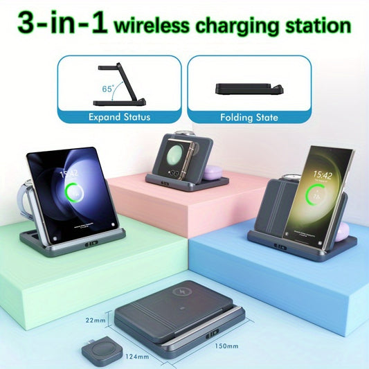 3 in 1 Wireless Charger Compatible with Samsung – For Galaxy S24/S23/S22/S21/S20, Note 20/10/9, Z Fold/Flip, Galaxy Watch 6/5 Pro and  Buds+