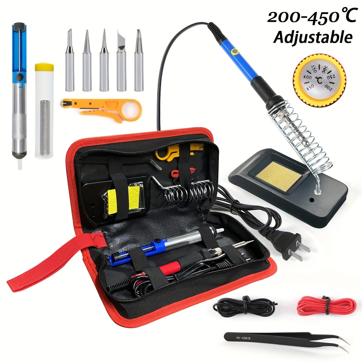 60W Soldering Iron Kit - Adjustable Temperature Electric Soldering Iron Set, 110V