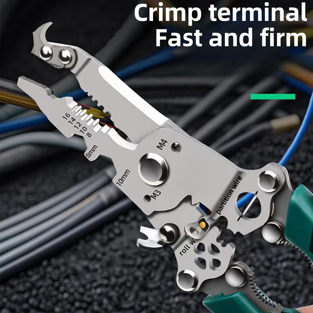 18 in 1 Electrician's Multitool: Foldable Wire Stripper with Screwdriver, Wrench, Hook Cutter - Chrome Vanadium Steel, Perfect for DIY and Construction