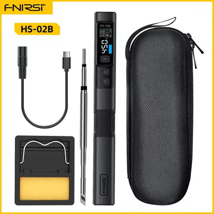 FNIRSI HS-02 Smart Electric Soldering Iron - 100W Adjustable Temperature, Fast Heat, Portable Soldering Station Kit